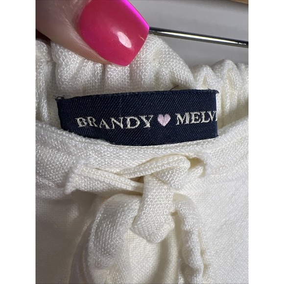 Brandy Melville Kenzo Linen Blend Ruffle Pull On Mini Skirt Size Small Cream - Picture 10 of 10